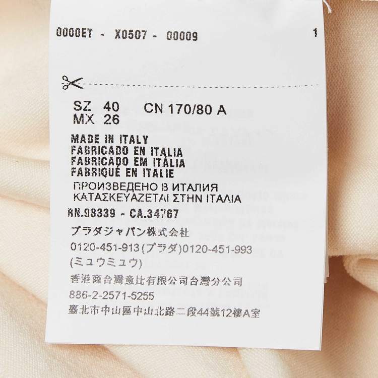 Pre Owned Prada Cream Wool Knit Polo Collar Midi Dress S