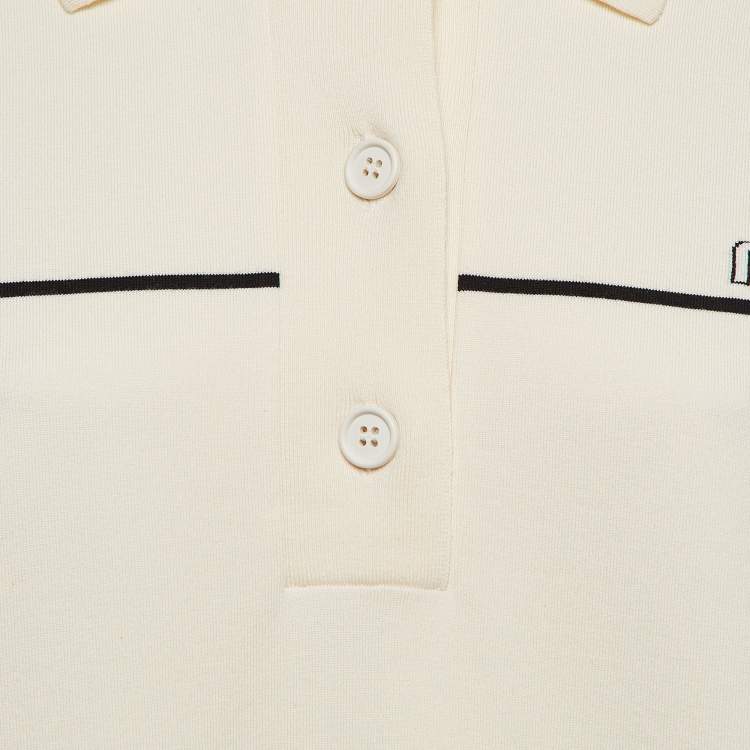 Pre Owned Prada Cream Wool Knit Polo Collar Midi Dress S