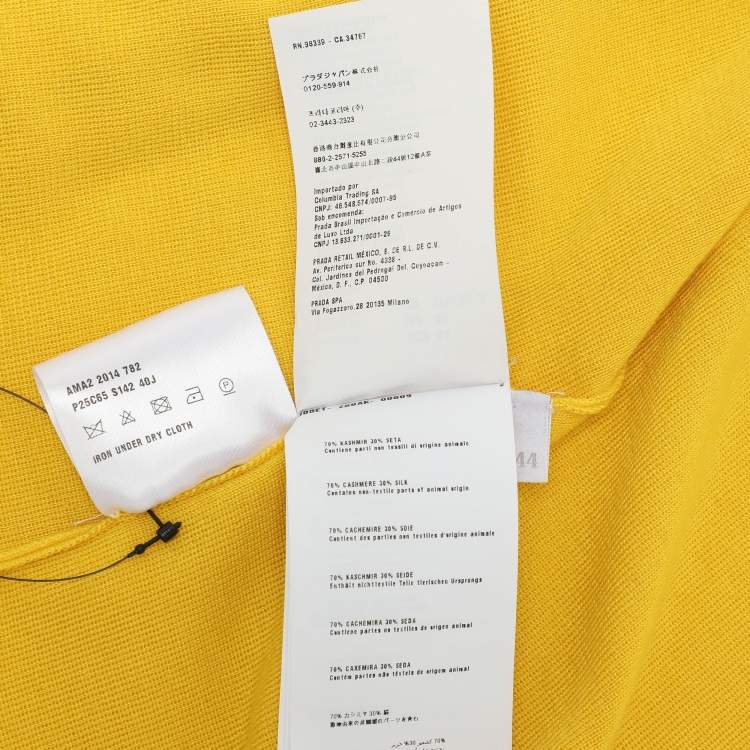 Pre Owned Prada Yellow Cashmere & Silk Knit Button Front Cardigan M