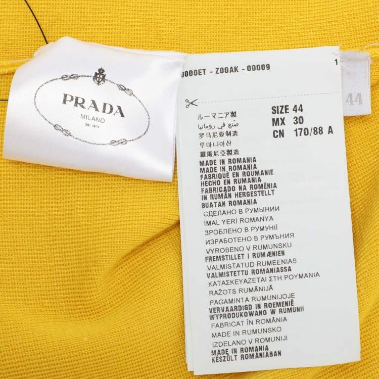 Pre Owned Prada Yellow Cashmere & Silk Knit Button Front Cardigan M