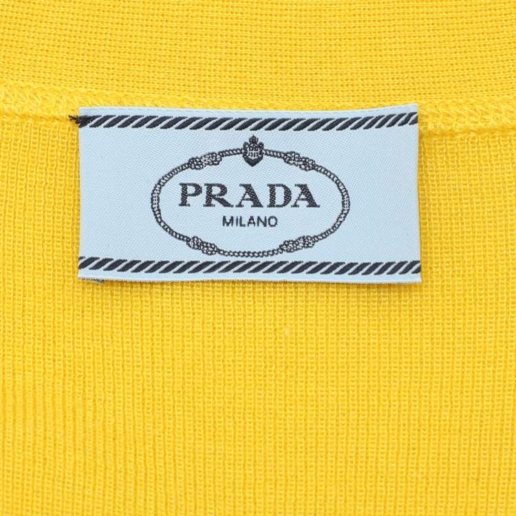 Pre Owned Prada Yellow Cashmere & Silk Knit Button Front Cardigan M