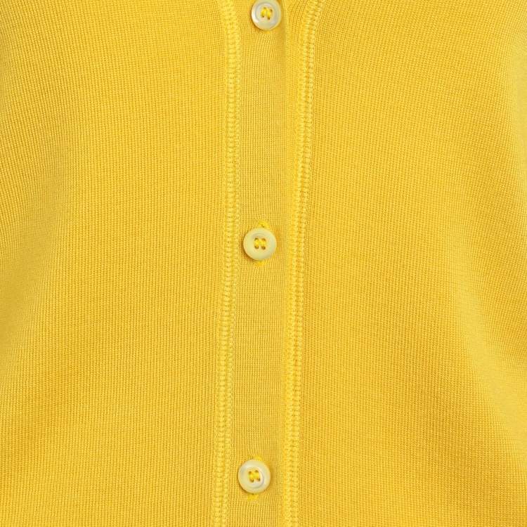 Pre Owned Prada Yellow Cashmere & Silk Knit Button Front Cardigan M