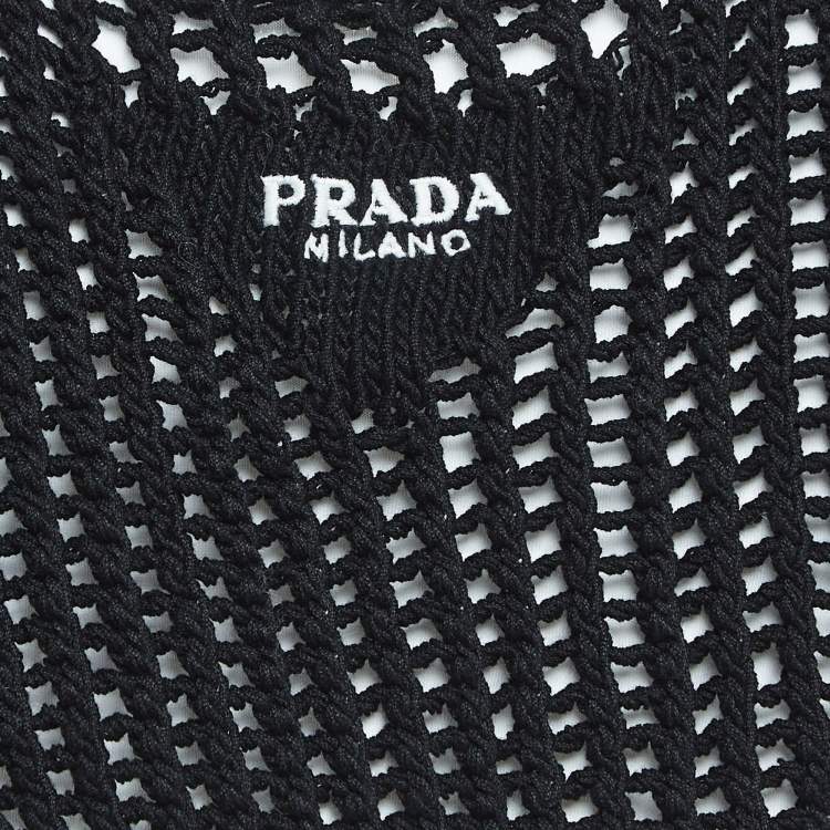 Pre Owned Prada Scoop Neck Crochet Knit Crop Top M
