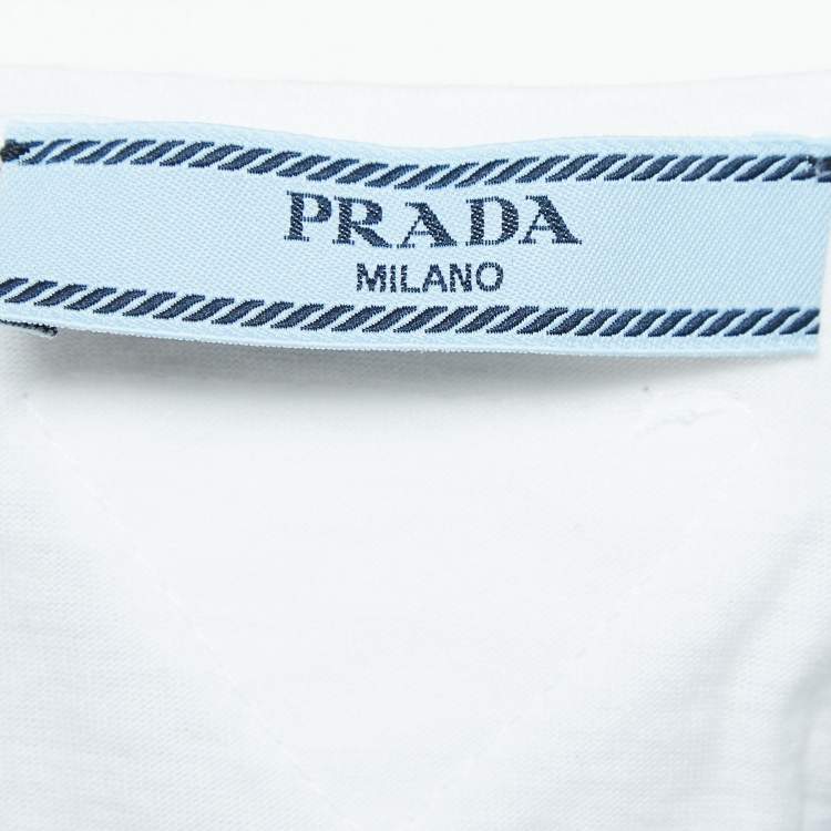 Pre Owned Prada Scoop Neck Crochet Knit Crop Top M