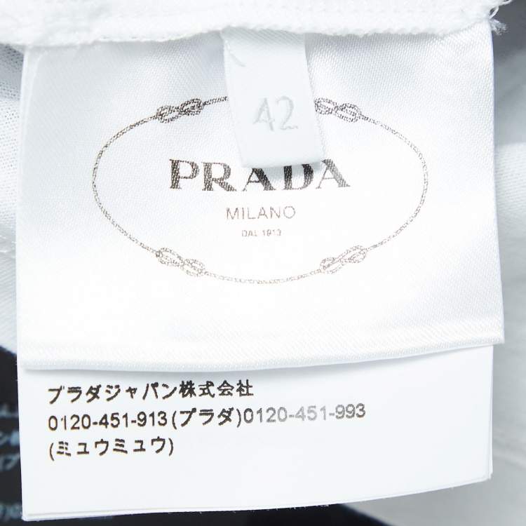 Pre Owned Prada Scoop Neck Crochet Knit Crop Top M