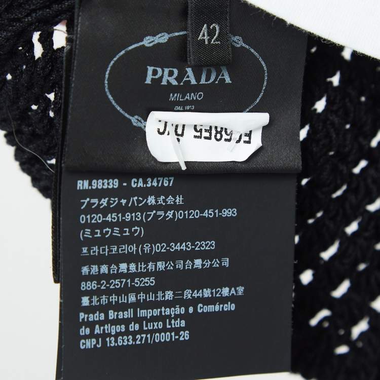 Pre Owned Prada Scoop Neck Crochet Knit Crop Top M