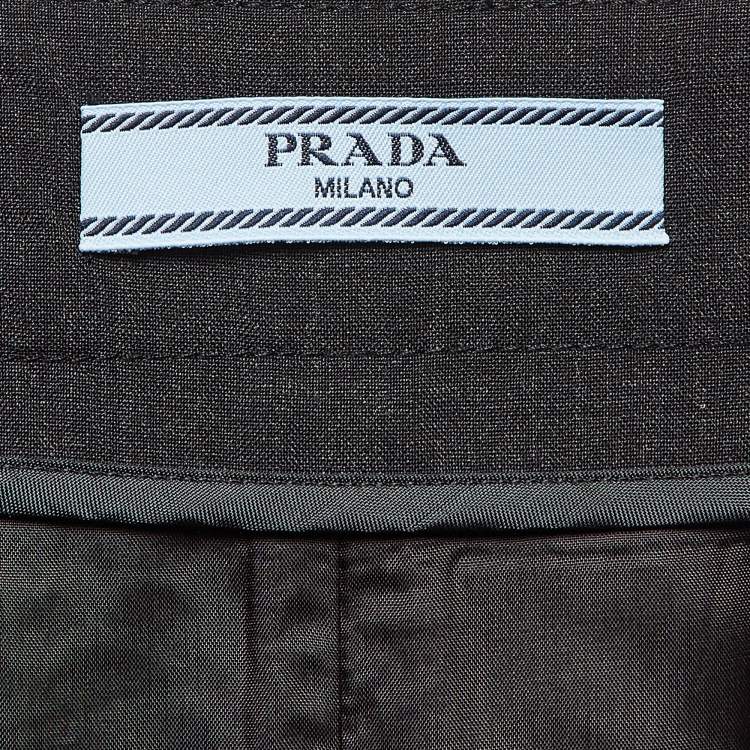 Pre Owned Prada Dark Grey Wool Pencil Skirt XS