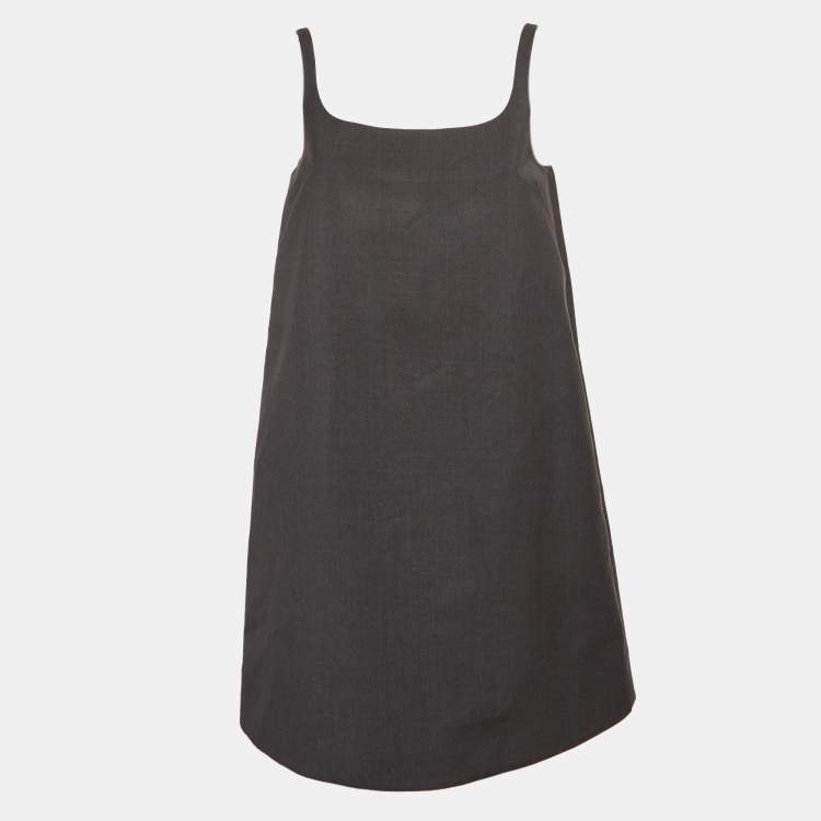 Pre Owned Prada Dark Grey Wool Mini Shift Dress S