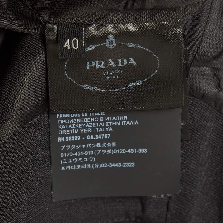 Pre Owned Prada Dark Grey Wool Mini Shift Dress S