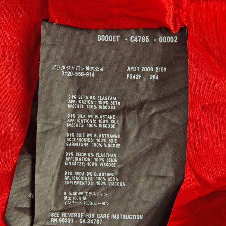 Pre Owned Prada Red Silk Ruched Short Dress M