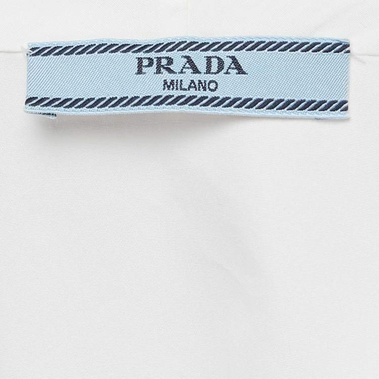 Pre Owned Prada White Cotton Sleeveless Tie-Up Neck Top S