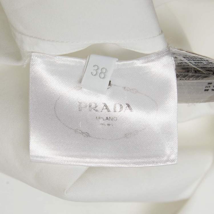 Pre Owned Prada White Cotton Sleeveless Tie-Up Neck Top S