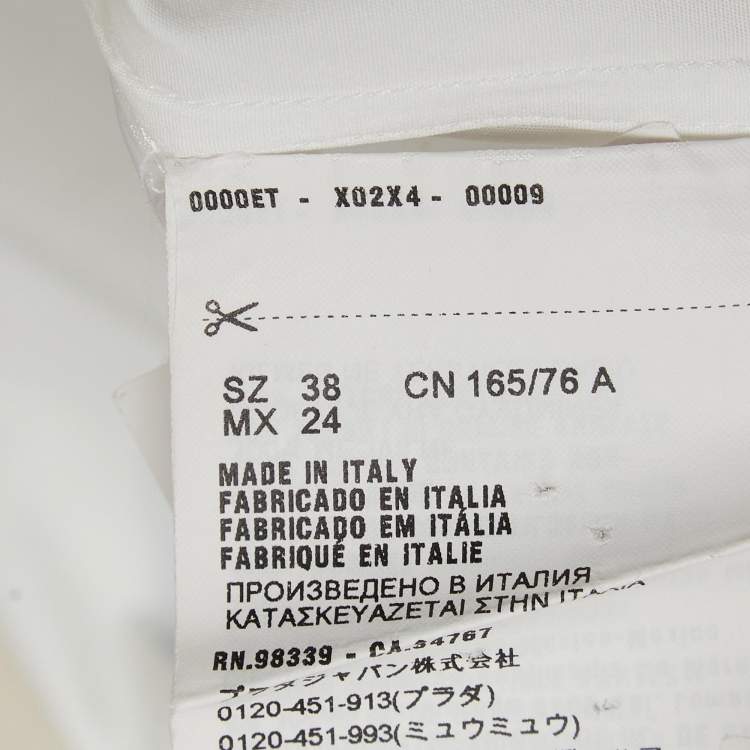 Pre Owned Prada White Cotton Sleeveless Tie-Up Neck Top S