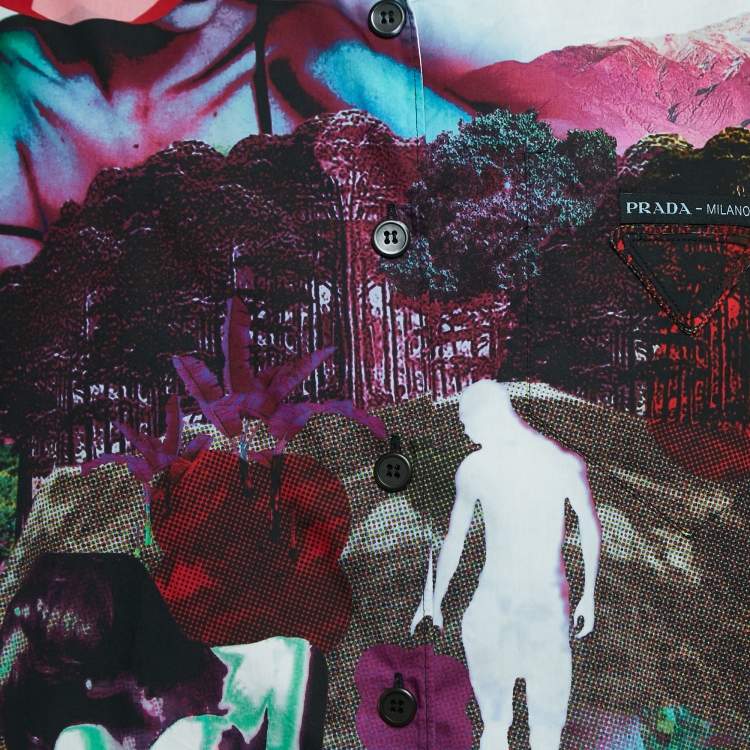 Pre Owned Prada Multicolor Graphic Print Oversize Button Front Shirt S