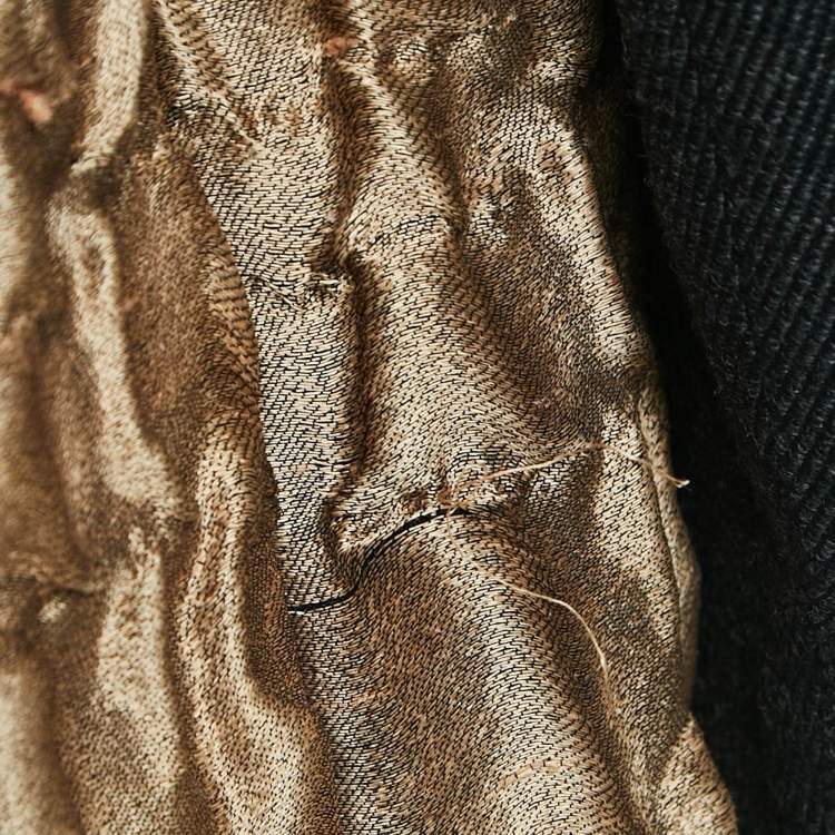 Pre Owned Prada Black/Brown Textured Wool Blend Long Coat L