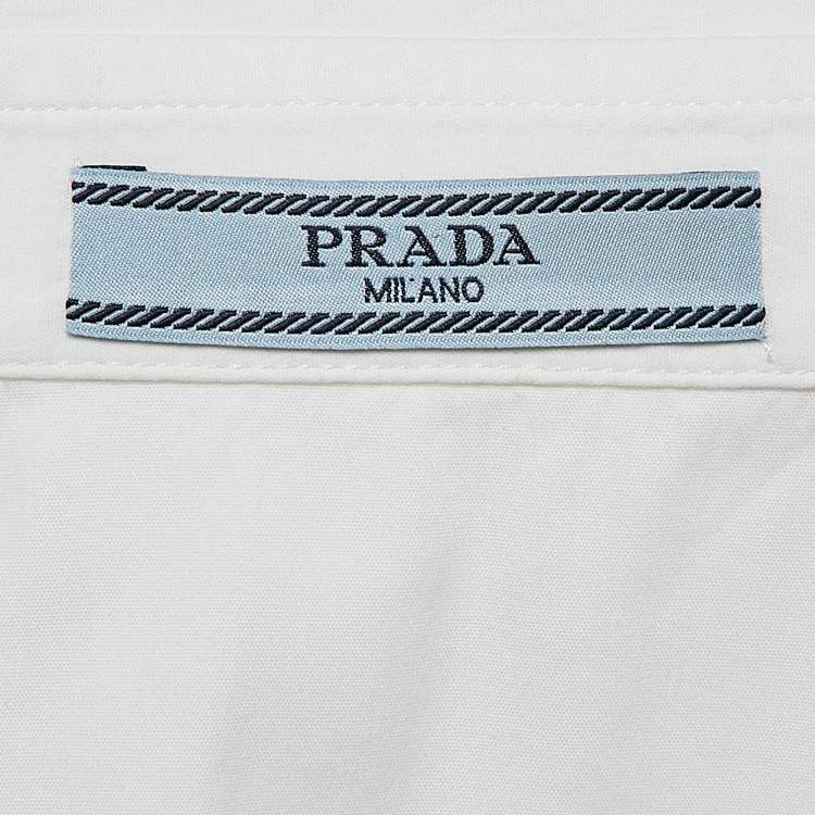 Pre Owned Prada White Stretch Cotton Full Sleeve Shirt S