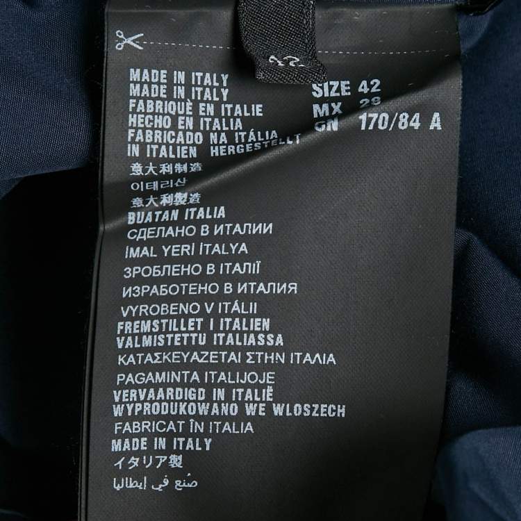 Pre Owned Prada Navy Blue Poplin Short Sleeve Shirt M