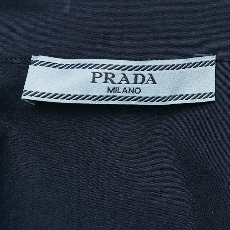 Pre Owned Prada Navy Blue Poplin Short Sleeve Shirt M