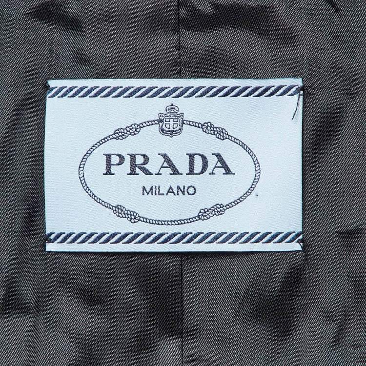 Pre Owned Prada Black Wool Zip-Up Oversized Jacket L
