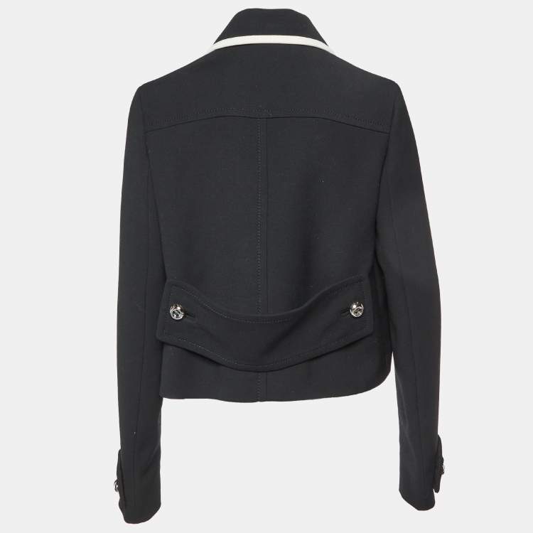 Pre Owned Prada Black Wool Zip-Up Oversized Jacket L