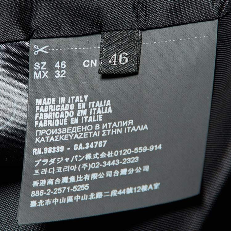 Pre Owned Prada Black Wool Zip-Up Oversized Jacket L