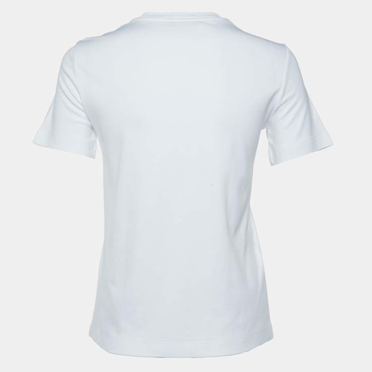 Pre Owned Prada White Logo Embossed Cotton T-Shirt XXS