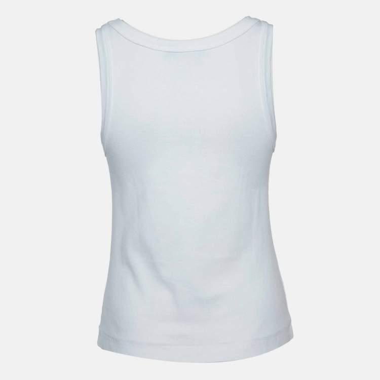 Pre Owned Prada White Cotton Knit Tank Top M