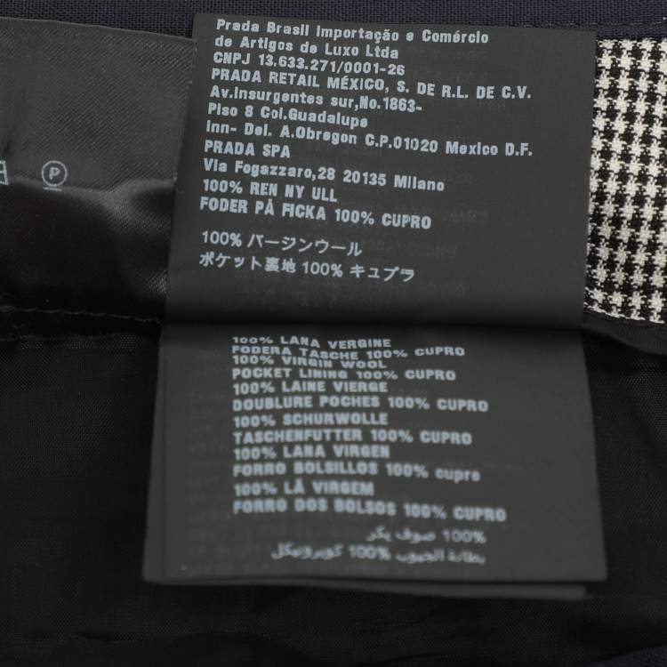 Pre Owned Prada White/Black Checkered Virgin Wool Trouser M