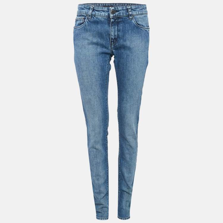 Pre Owned Prada Blue Washed Denim Contour Fit Jeans M Waist 27"