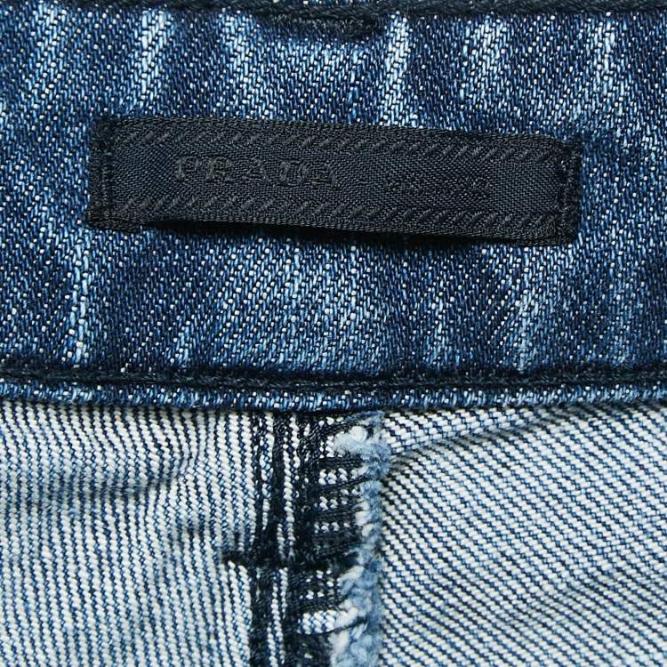Pre Owned Prada Blue Washed Denim Contour Fit Jeans M Waist 27"