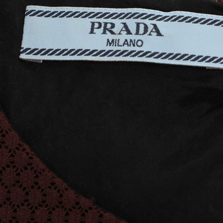 Pre Owned Prada Brown Nylon Top XL