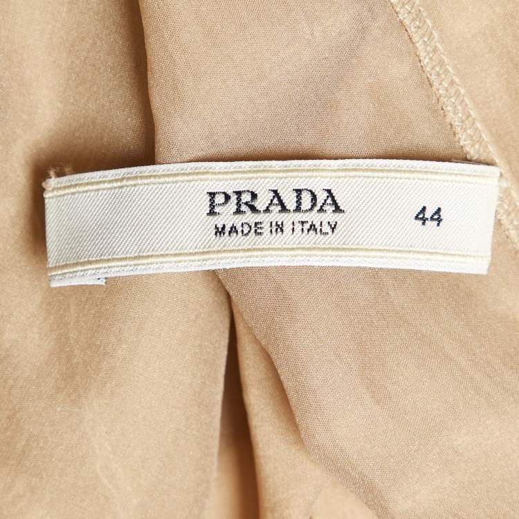 Pre Owned Prada Beige Embroidered Chiffon Midi Skirt M