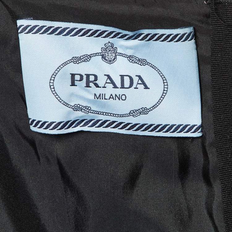 Pre Owned Prada Pink Crepe Detachable Feather Trim Belted Knee-Length Dress M