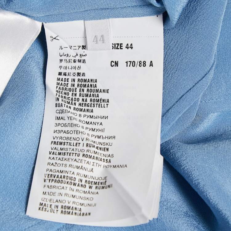 Pre Owned Prada Blue Silk Ruffled Button Front Blouse M