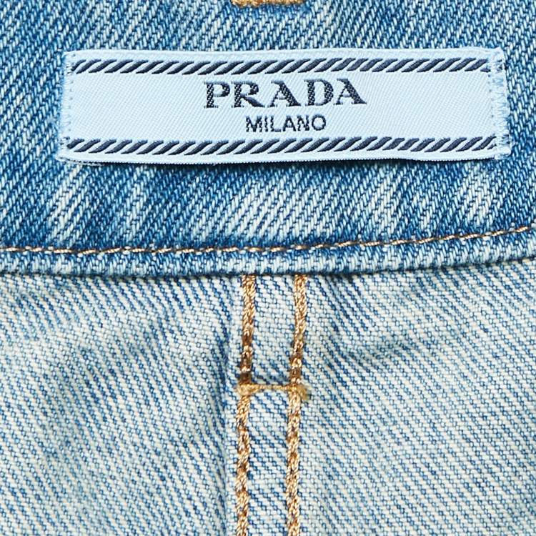 مملوكة مسبقًا Prada Blue Denim High-Rise Loose Fit Jeans M Waist 28"