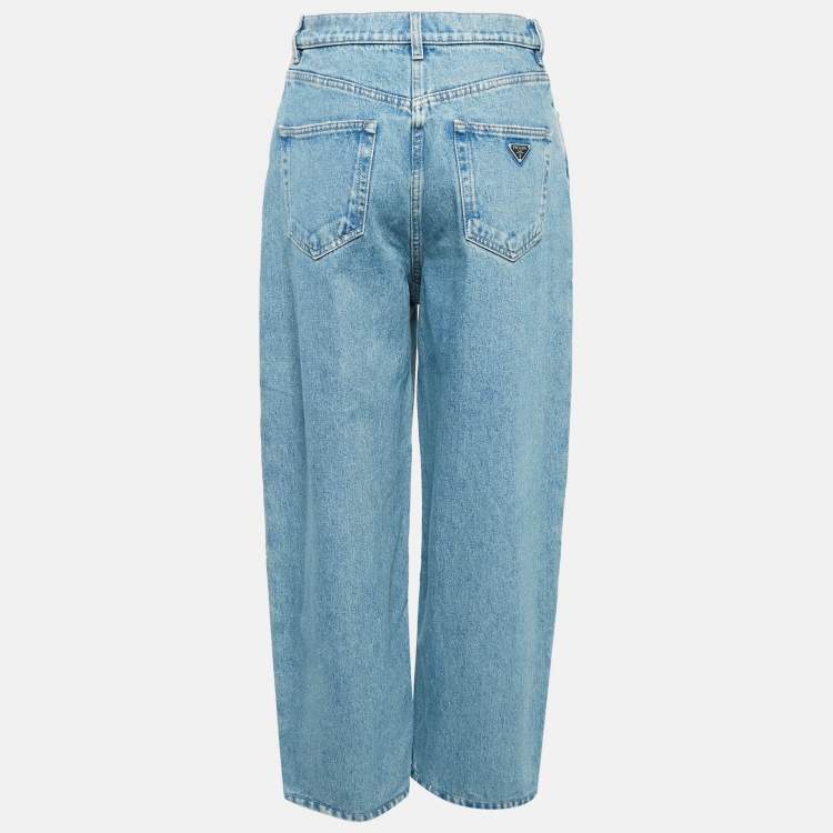 مملوكة مسبقًا Prada Blue Denim High-Rise Loose Fit Jeans M Waist 28"