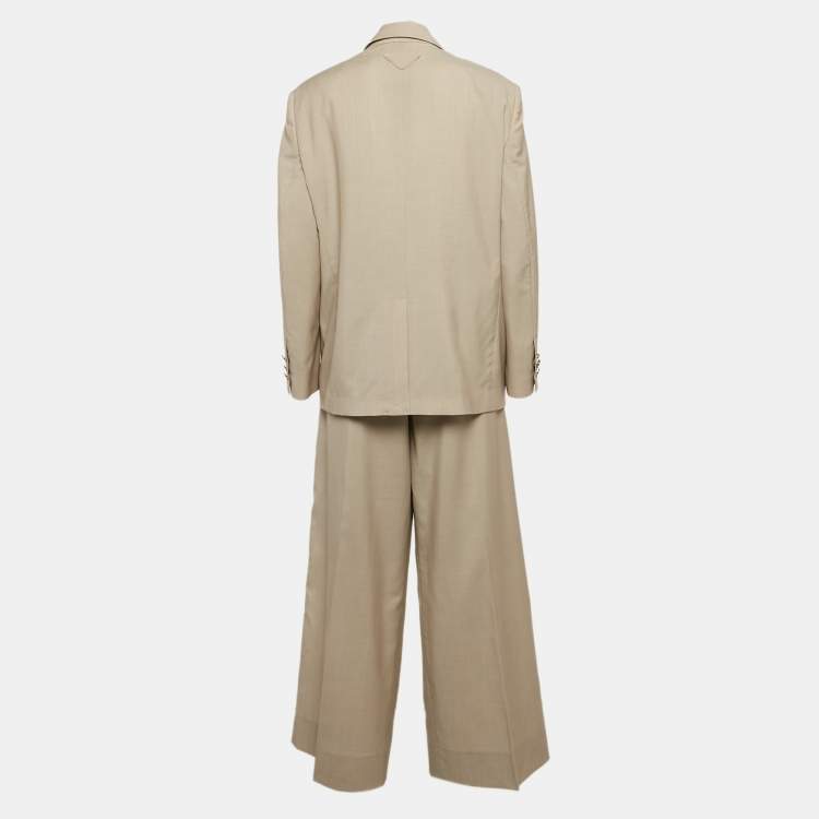 Pre Owned Prada Beige Wool Pants Suit L