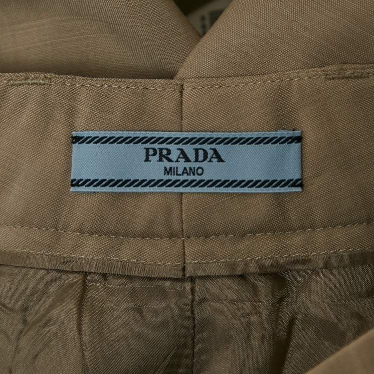 Pre Owned Prada Beige Wool Pants Suit L
