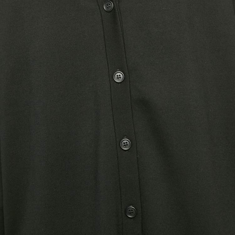 Pre Owned Prada Black Logo Intarsia Wool Knit Long Cardigan S