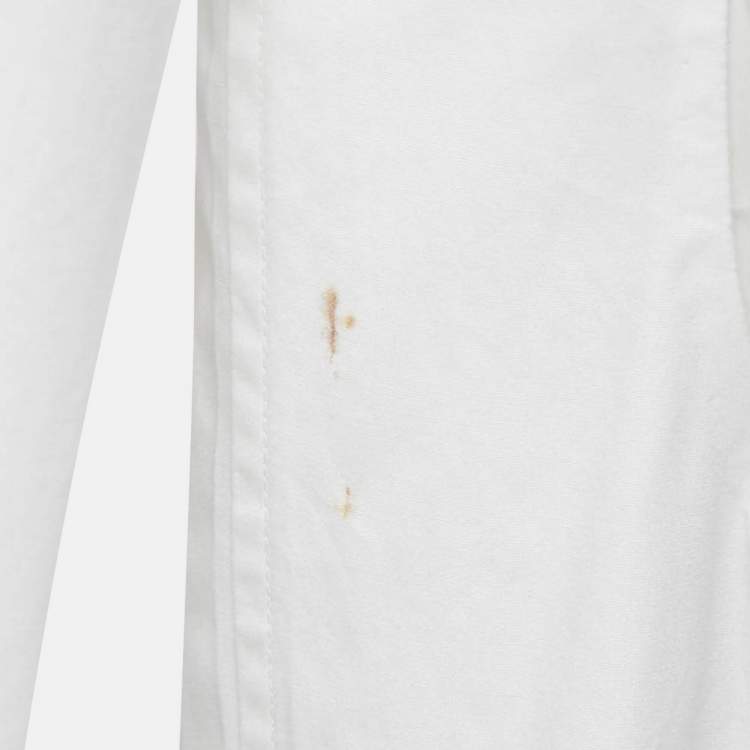 Pre Owned Prada White Poplin Cut-Out Detail Button Front Shirt L