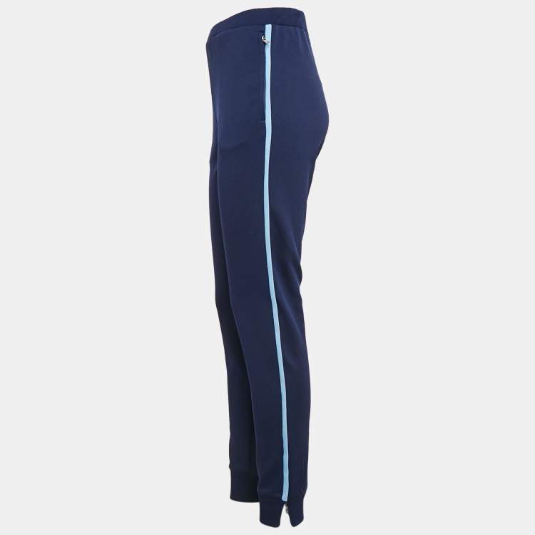 Pre Owned Prada Navy Blue Side Stripe Stretch Knit Jogger S
