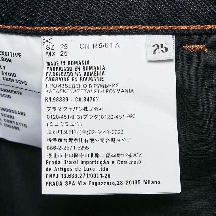Pre Owned Prada Navy Blue Denim Skinny Jeans S Waist 25"