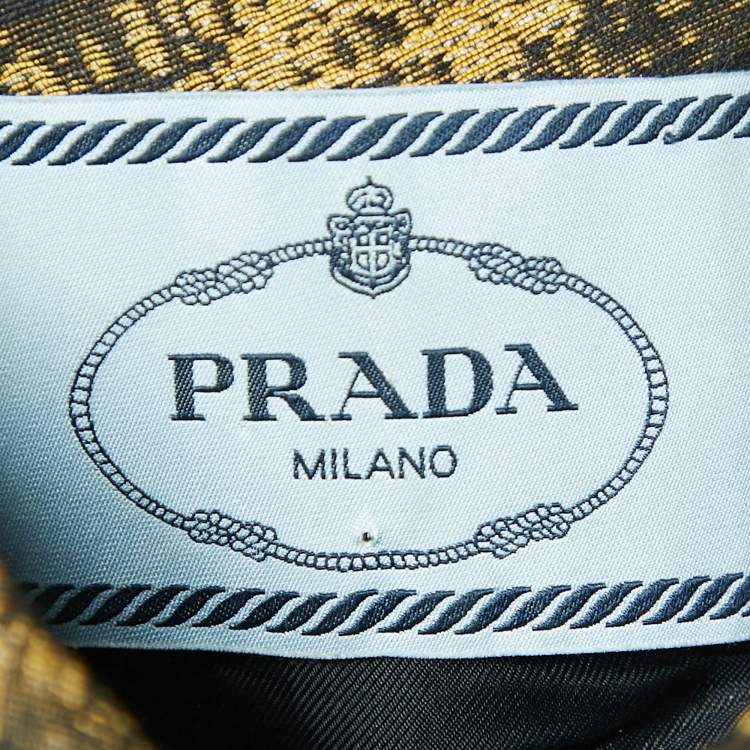 Pre Owned Prada Yellow/Black Abstract Jacquard Pleated Short Dress M