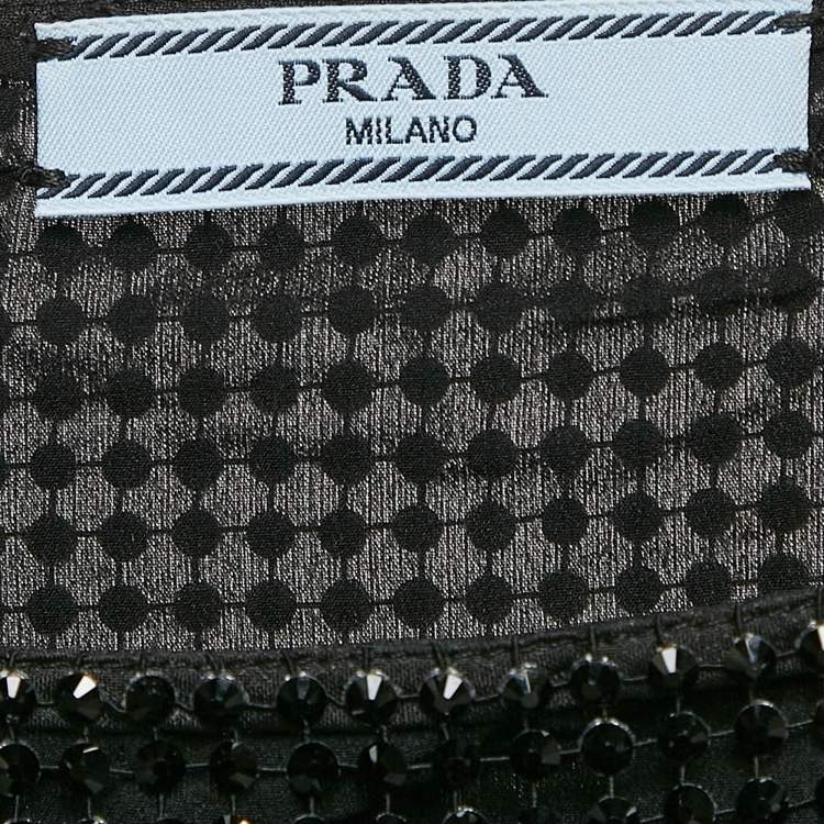 مملوكة مسبقًا Prada Black Rhinestone Mesh Mini Skirt S