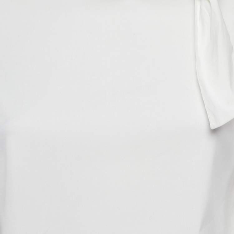 Pre Owned Prada White Poplin Neck-Tie Detail Long Sleeve Blouse S