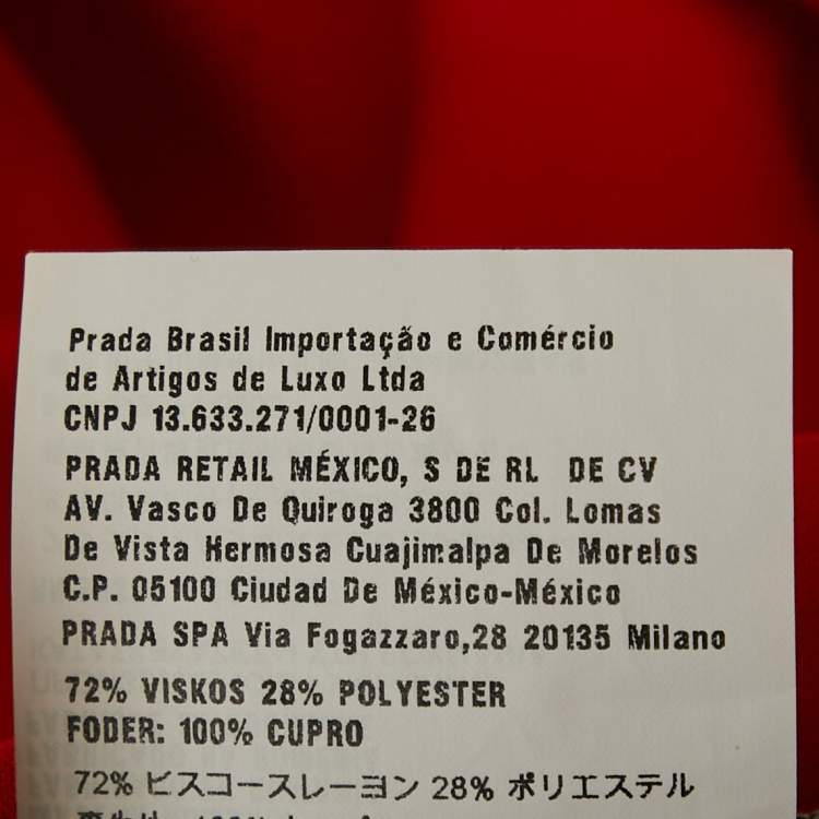 Pre Owned Prada Red Crepe Box Pleats Short Skirt XS