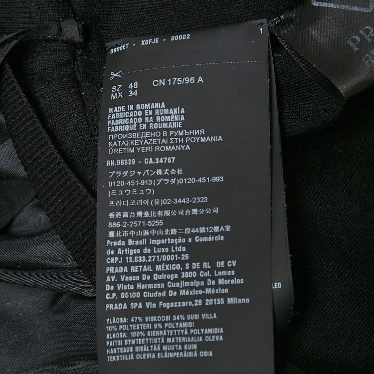 Pre Owned Prada Black Nylon and Knit Midi Dress L