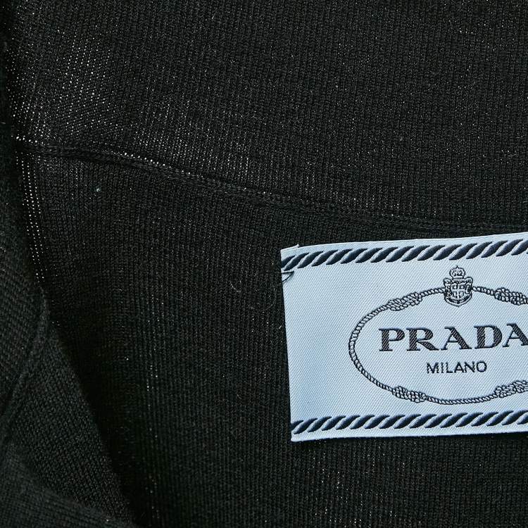 Pre Owned Prada Black Nylon and Knit Midi Dress L