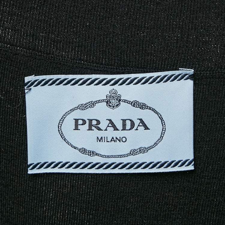 Pre Owned Prada Black Nylon and Knit Midi Dress L