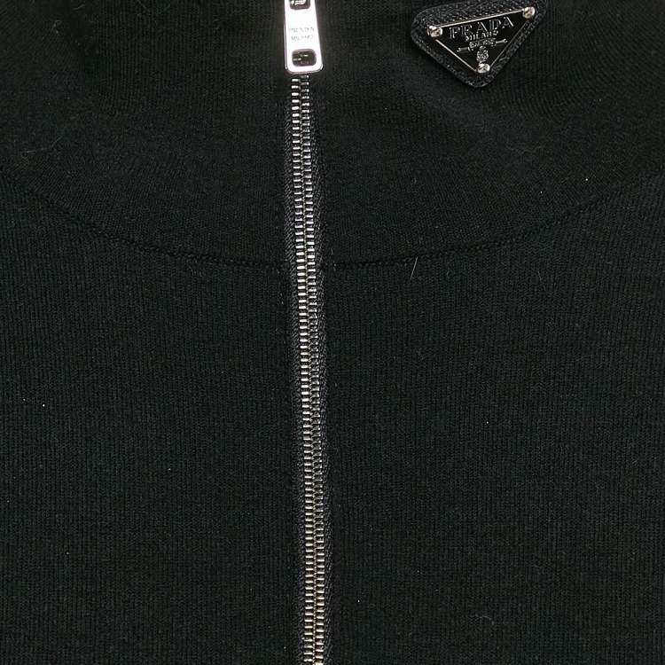 Pre Owned Prada Black Nylon and Knit Midi Dress L